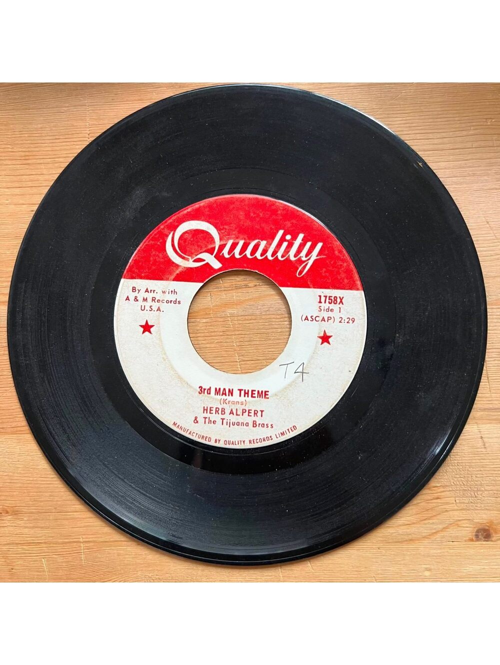 Herb Alpert & The Tijuana Brass - 3rd Man Theme/Taste of Honey 45rpm VG+ R10